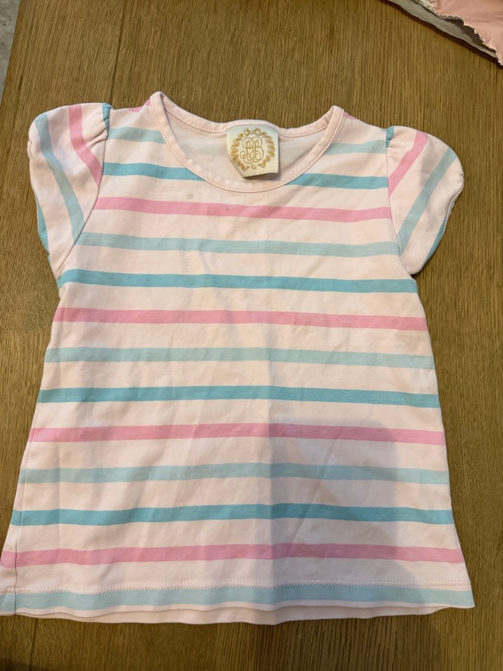 The Beaufort Bonnet Company Pastel Pink Tee with Blue Stripes